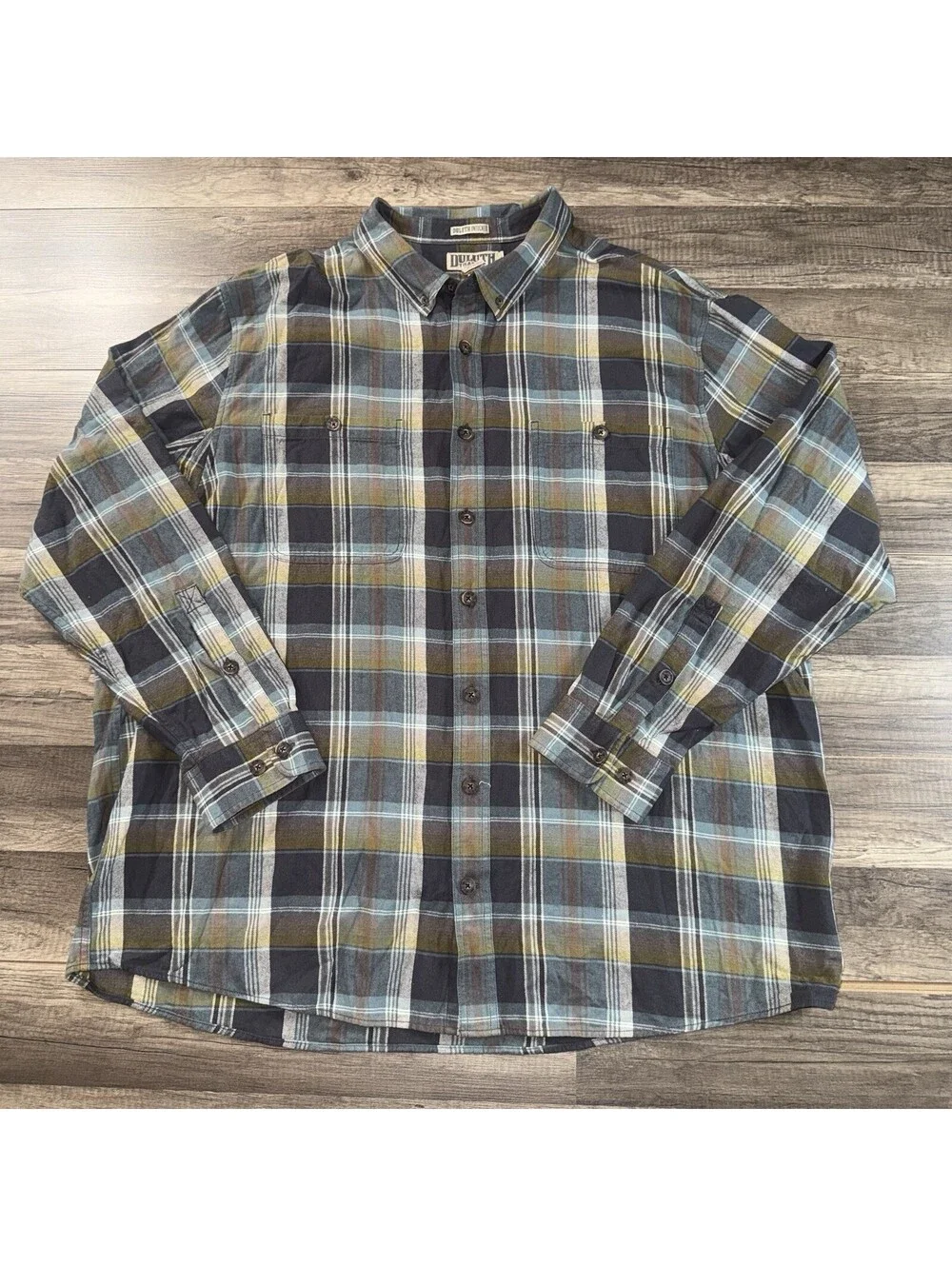 Duluth Trading Plaid Flannel Shirt Men’s 2XL Tall Untucked Relaxed Fit Cotton